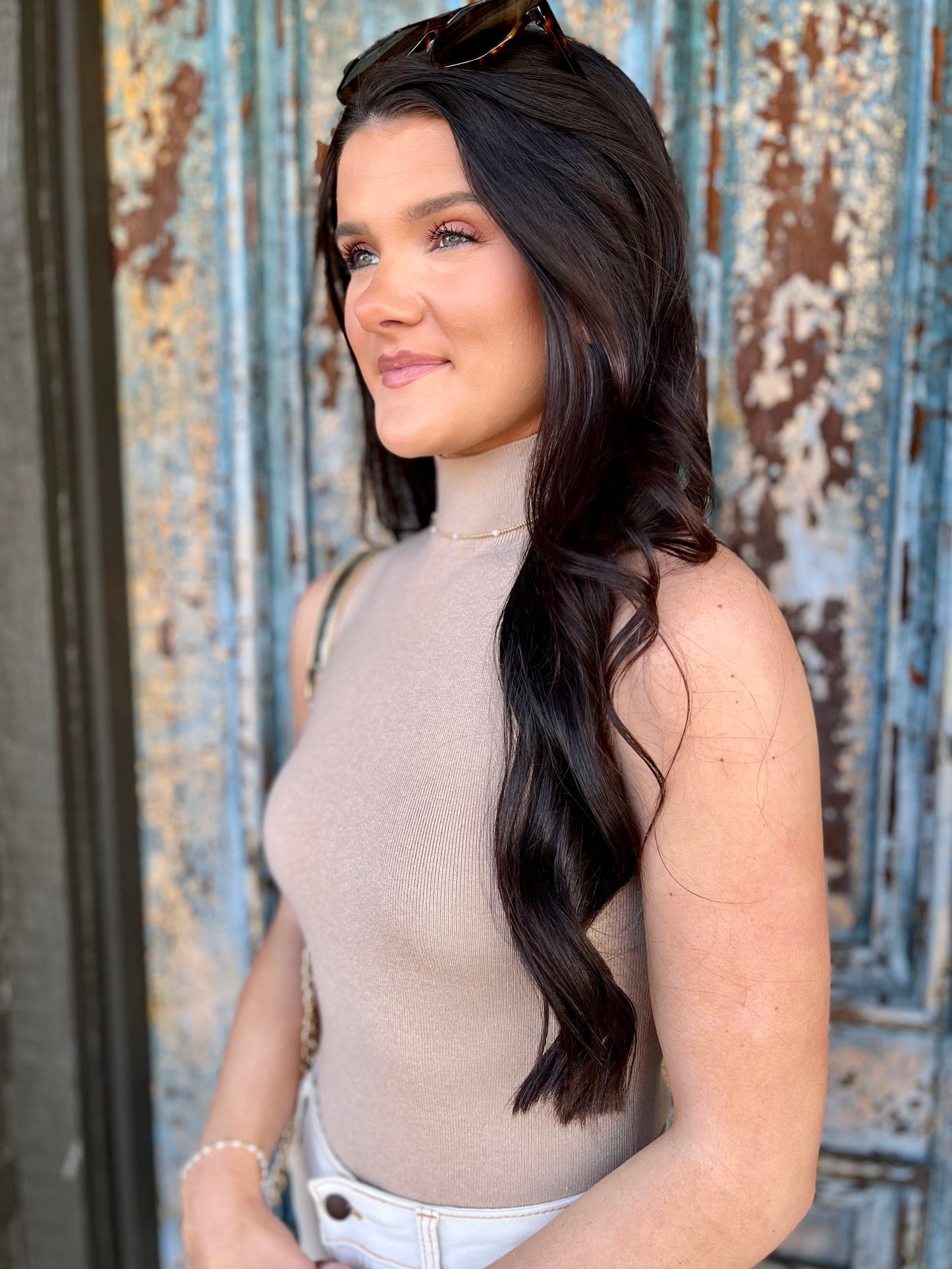Mock Neck Bodysuit- Nude