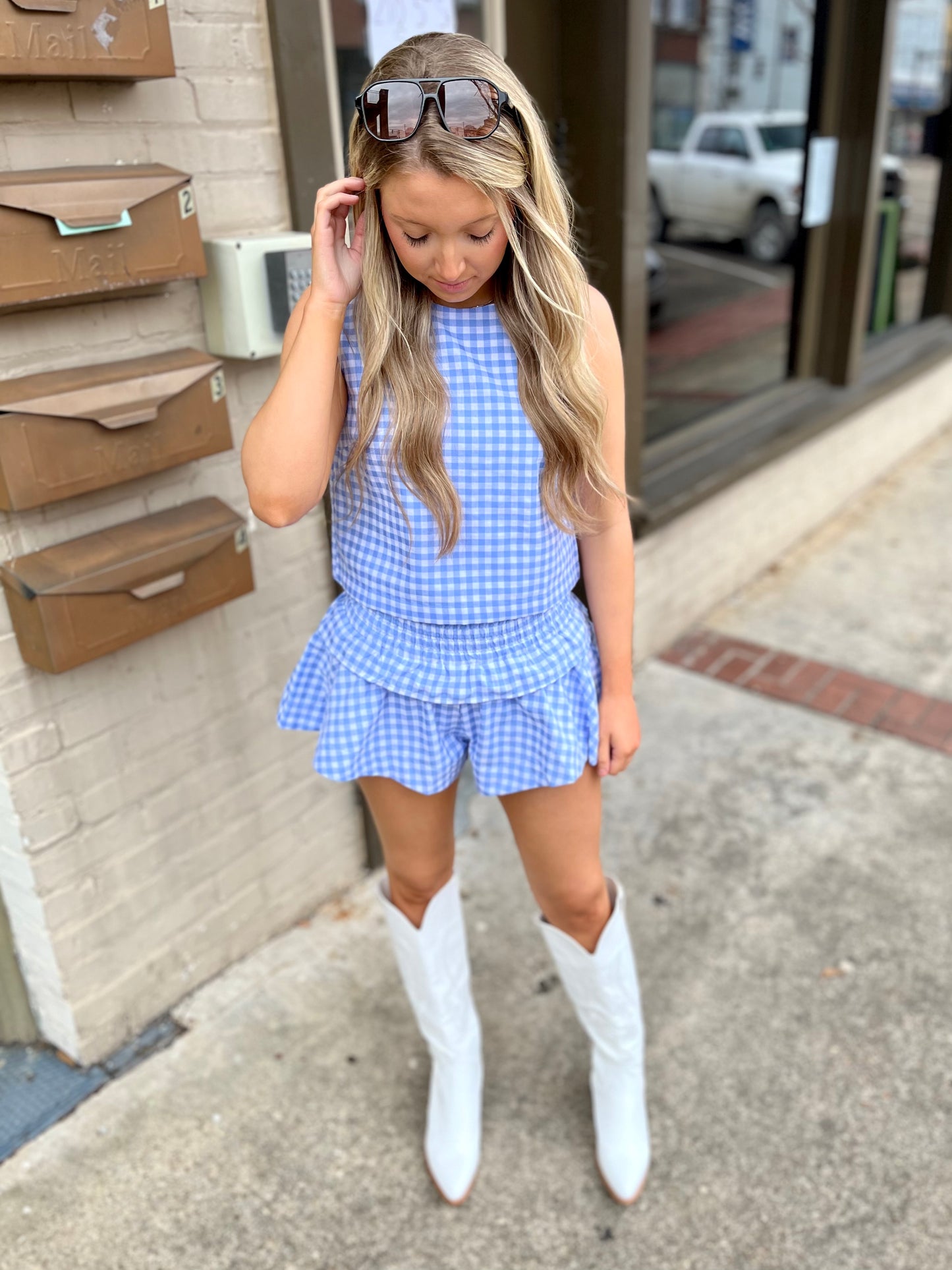 Gingham Shorts- Blue