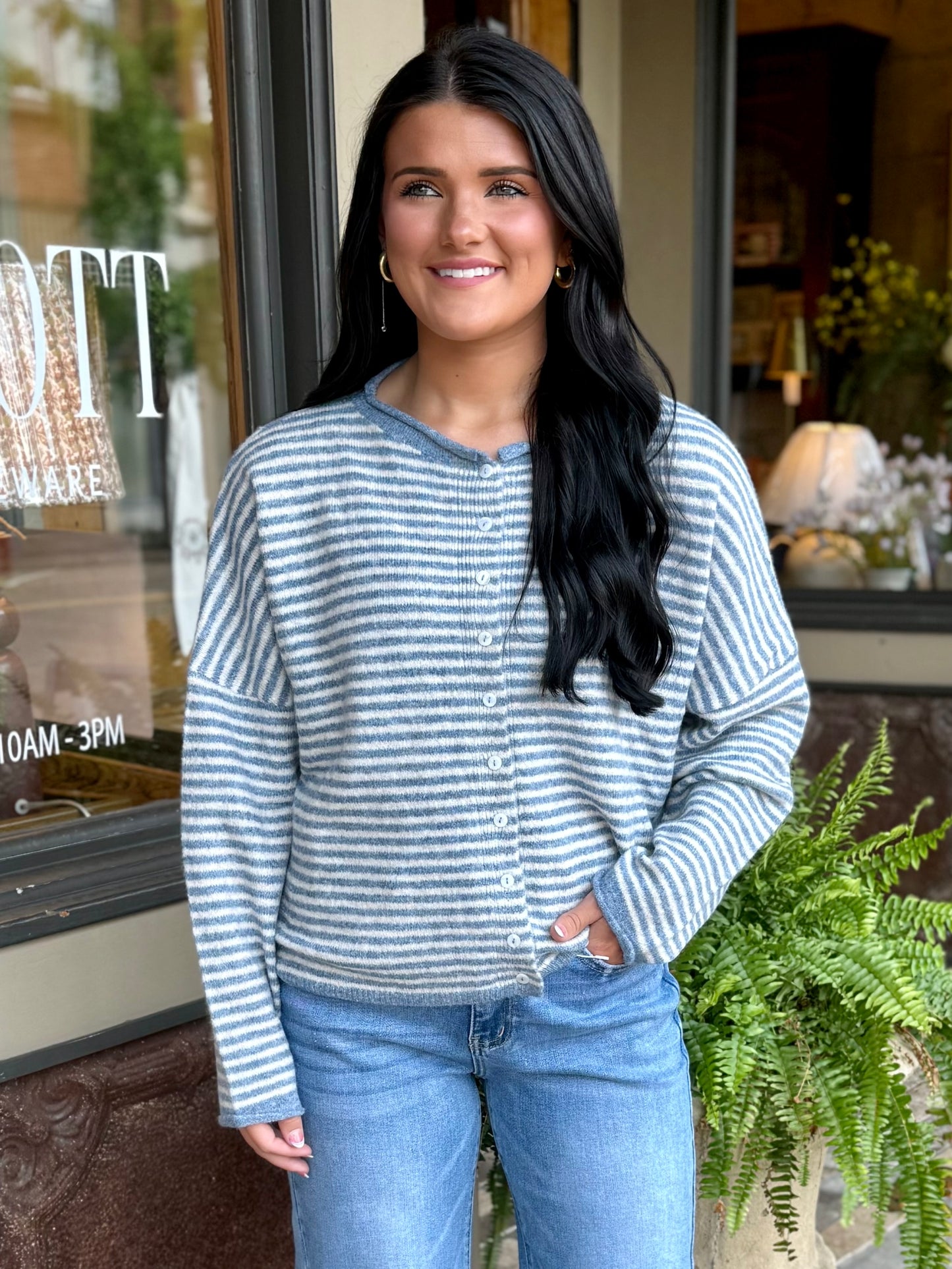 Cori Stripe Top- Blue