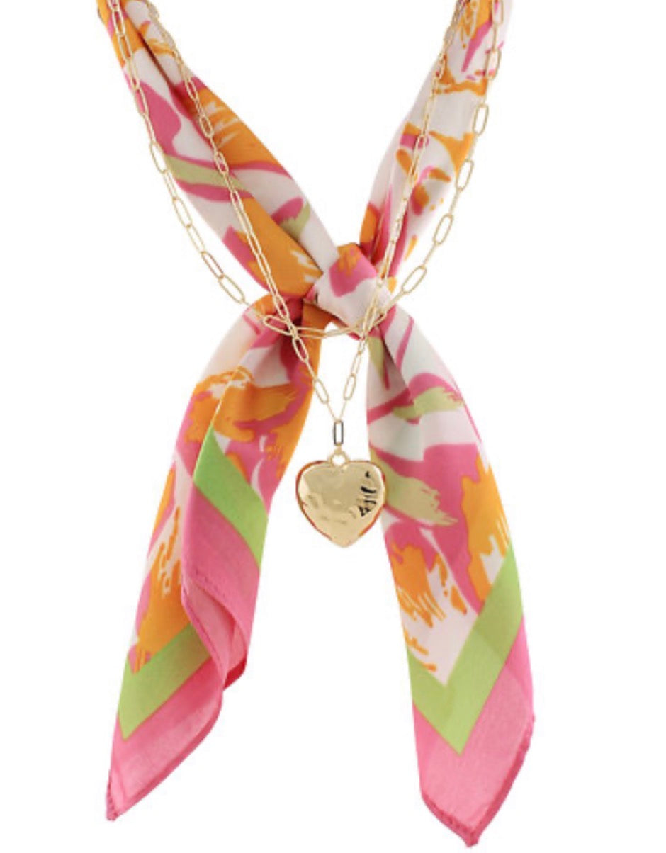 Heart Pendant Scarf Necklace- 5 Colors