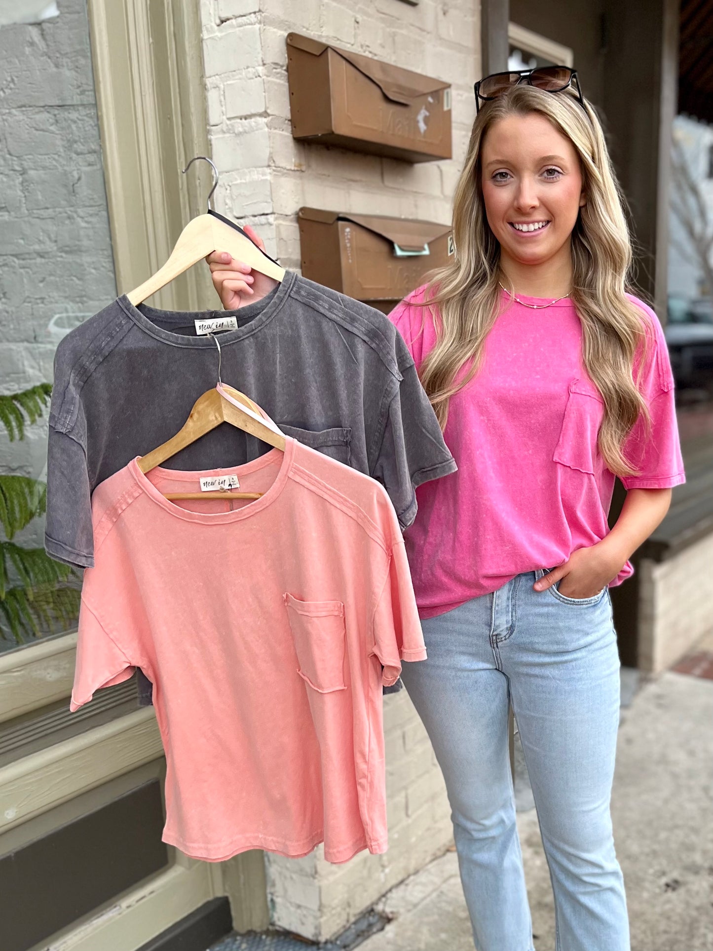 Washed Comfy Knit Tee- 6 COLORS