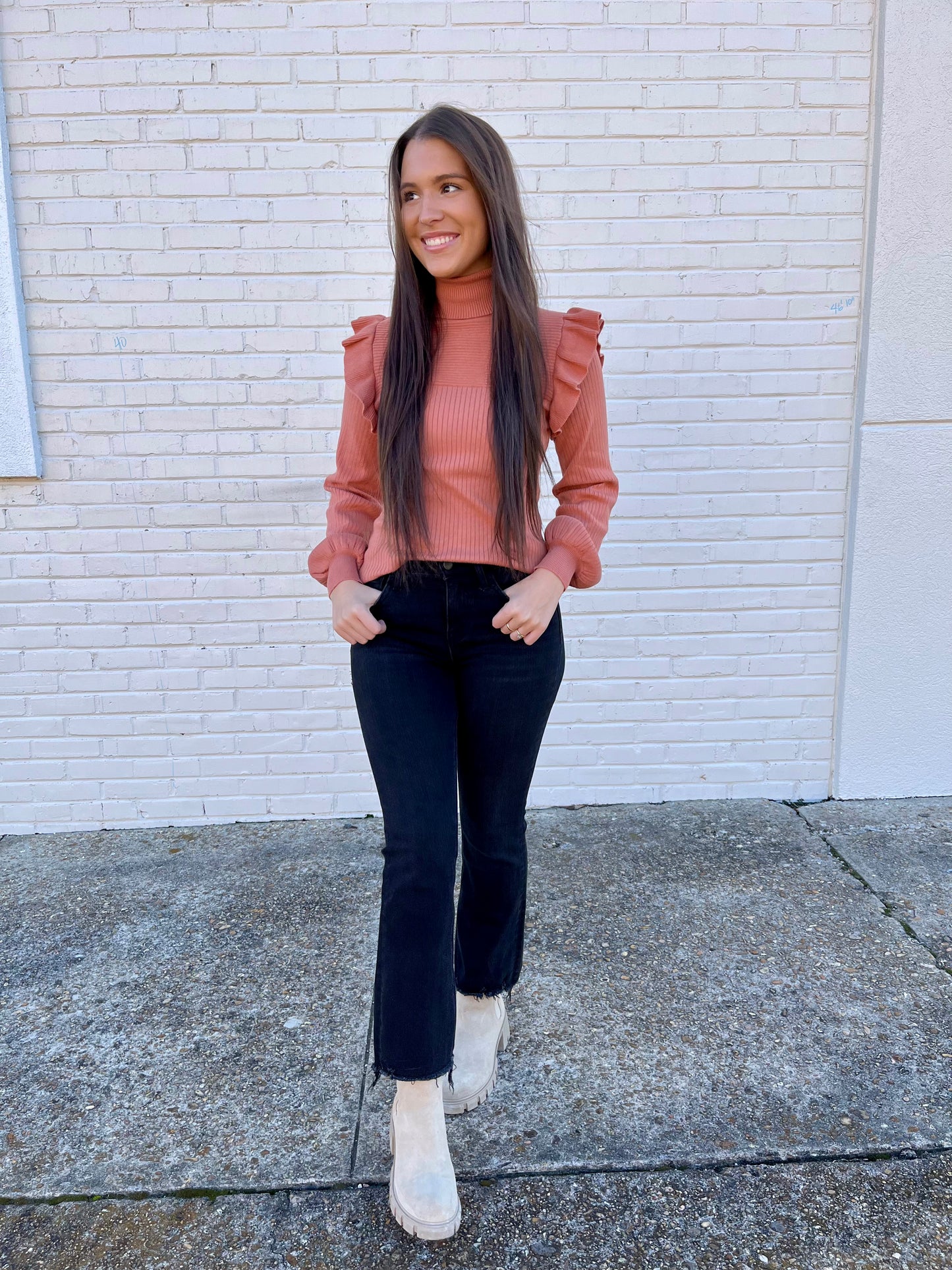 Avery Ribbed Top- Cinnamon