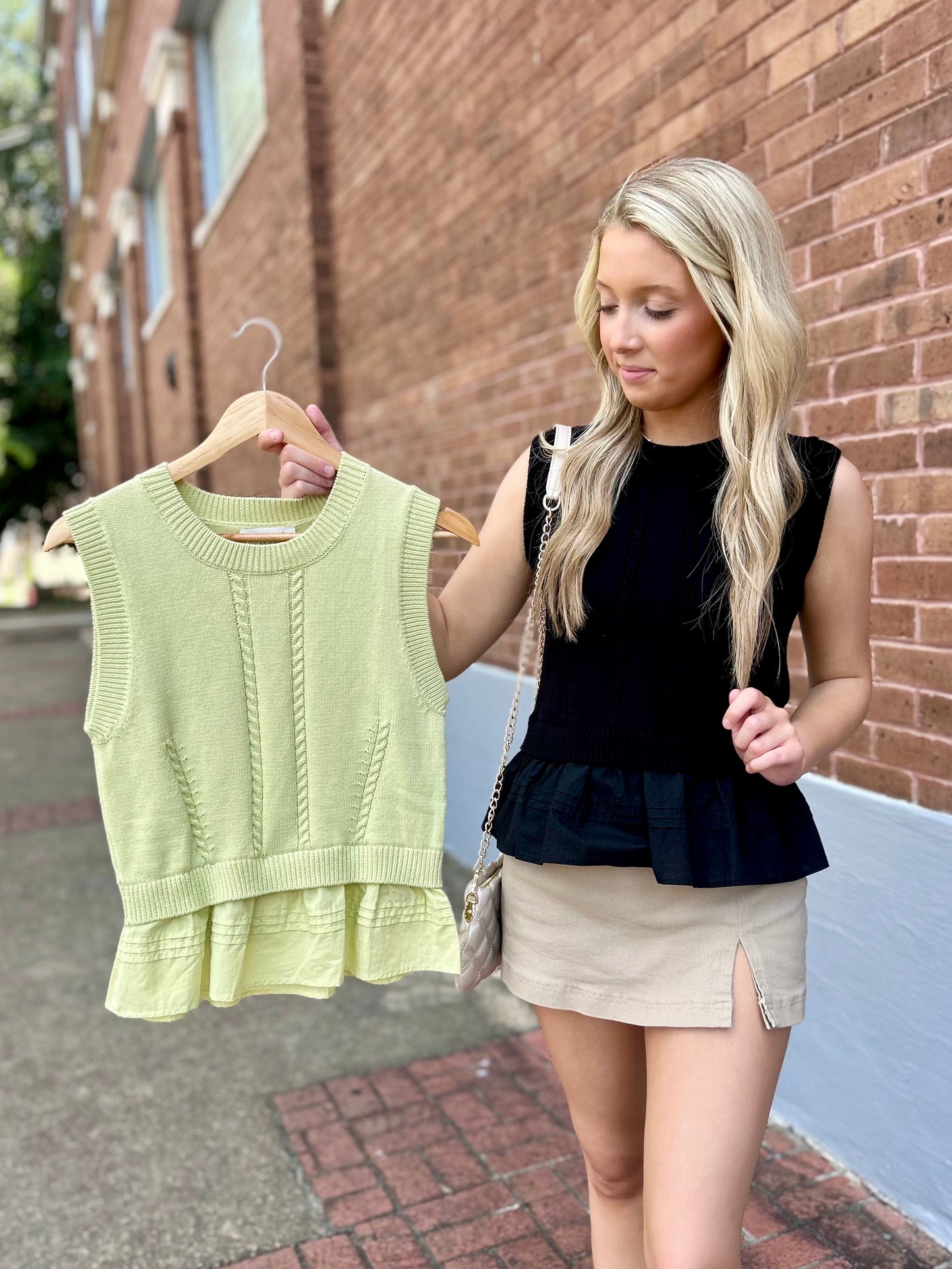 Mixed Media Top- Kiwi