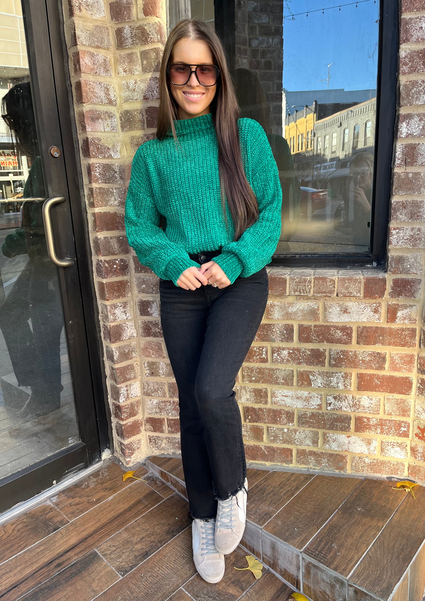 Esmeralda Chenille Sweater- Kelly Green