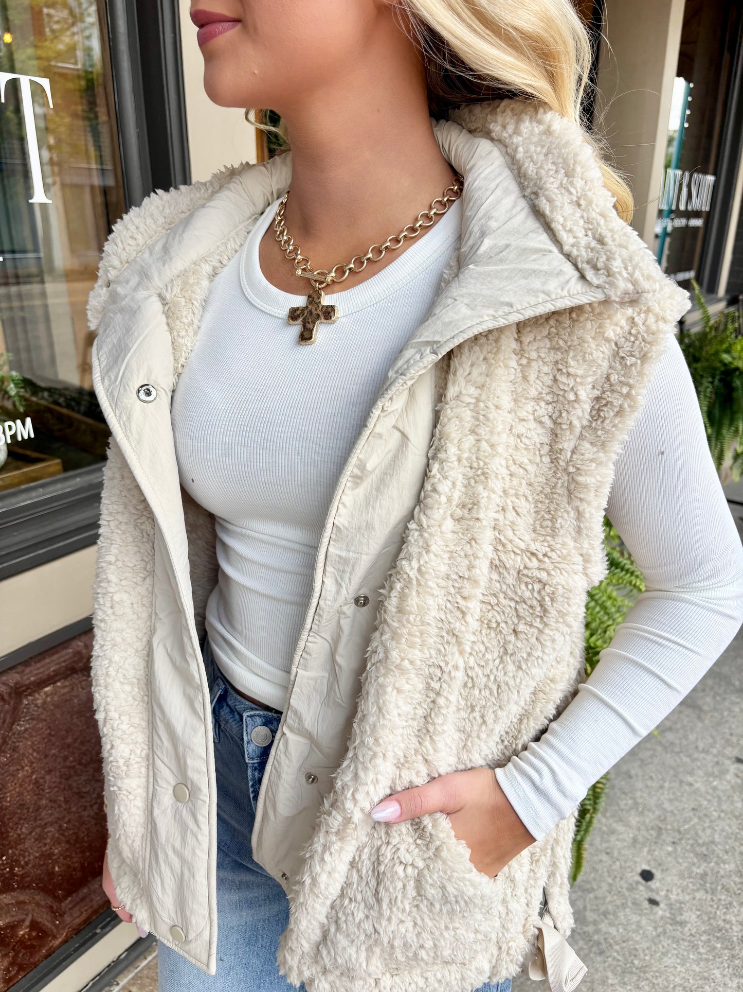 Sherpa Vest- Cream