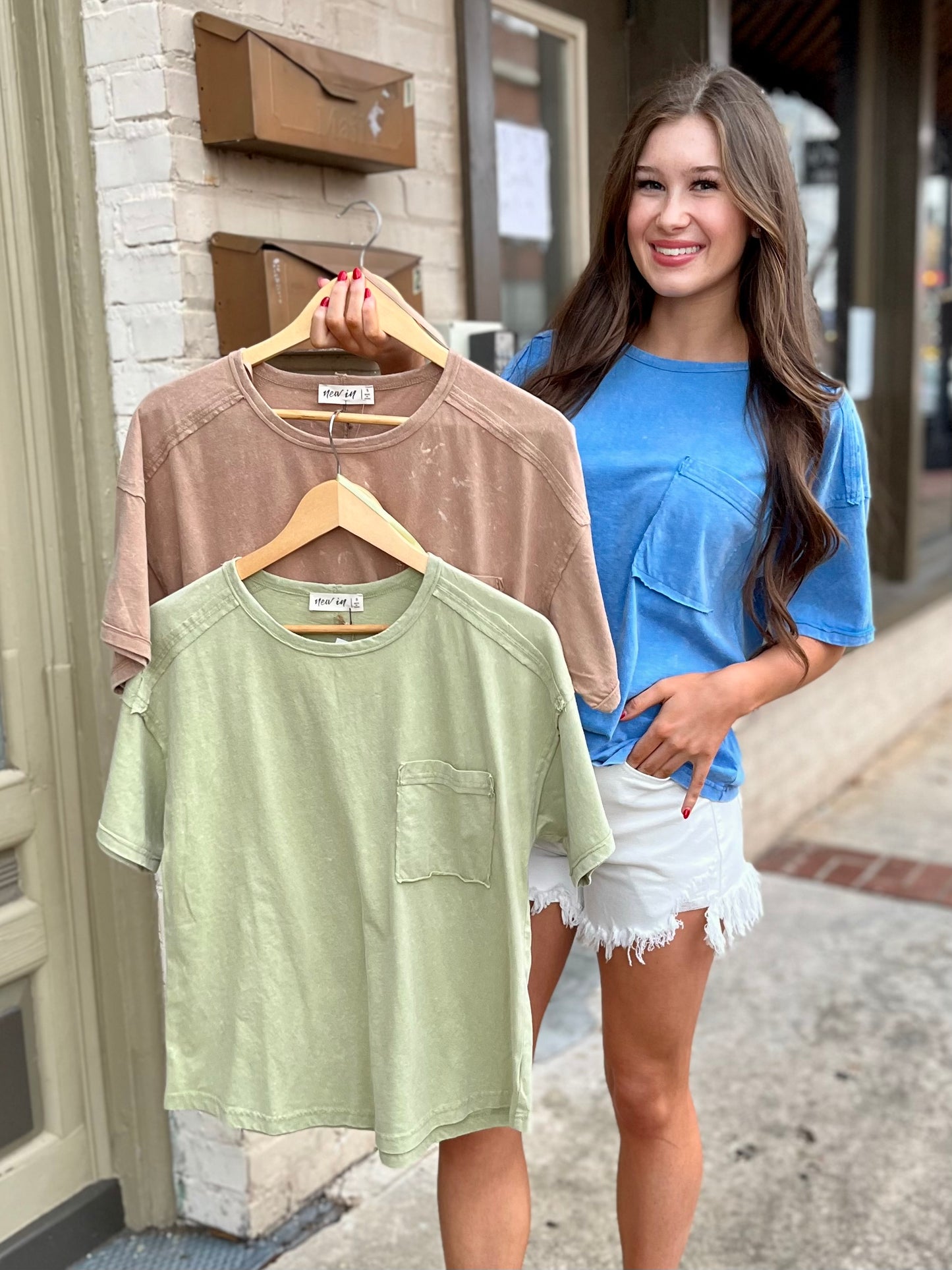 Washed Comfy Knit Tee- 6 COLORS
