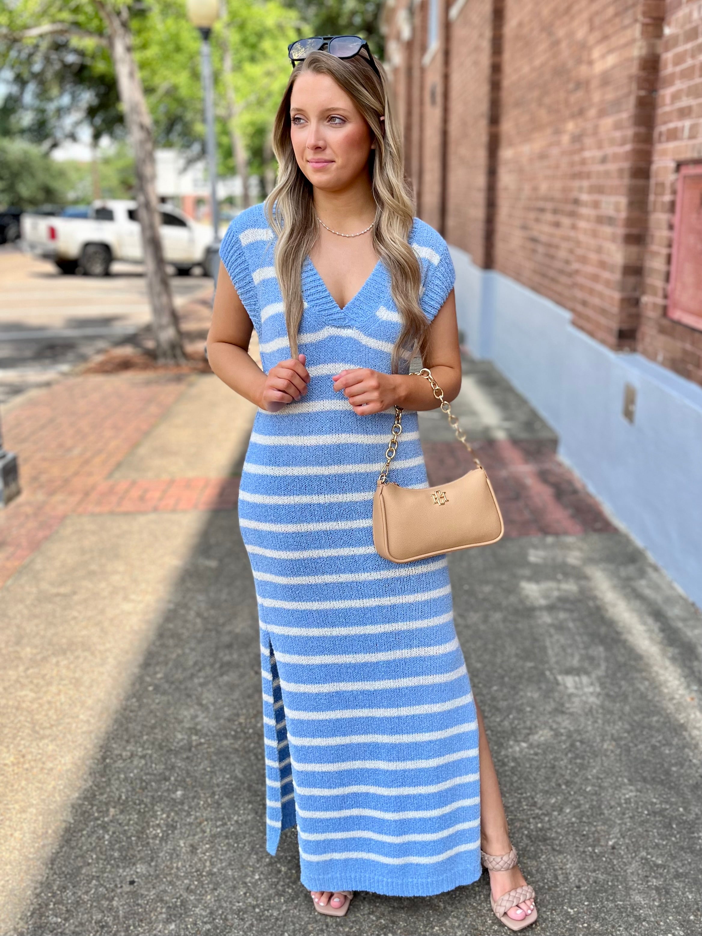 Knit Maxi Dress- Sky Blue Large Knit Maxi Dress- Sky Blue Large