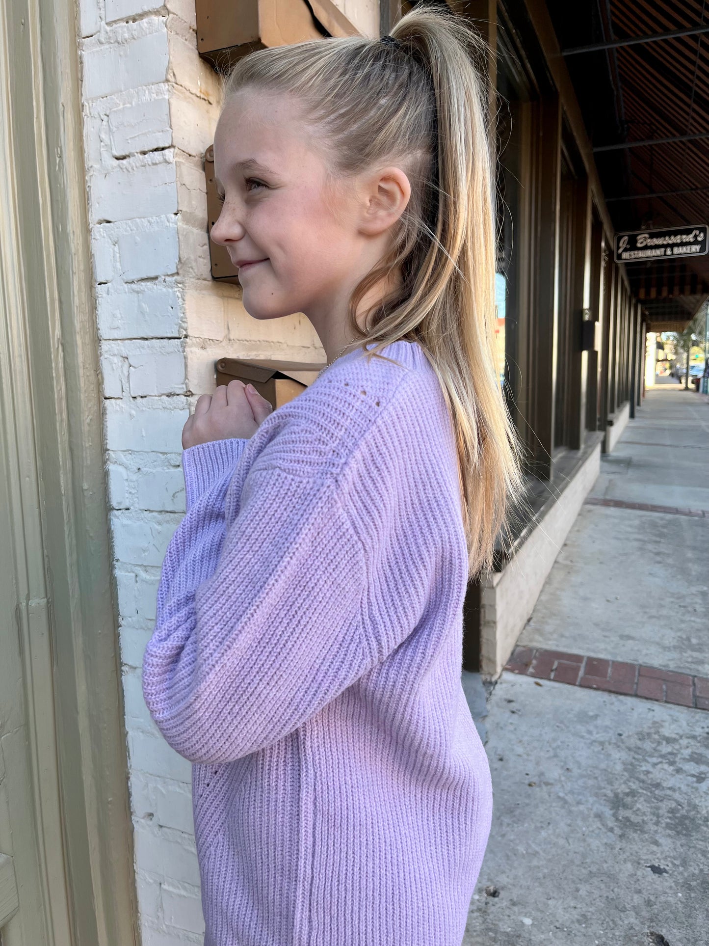 Girls Knit Sweater- Lavender