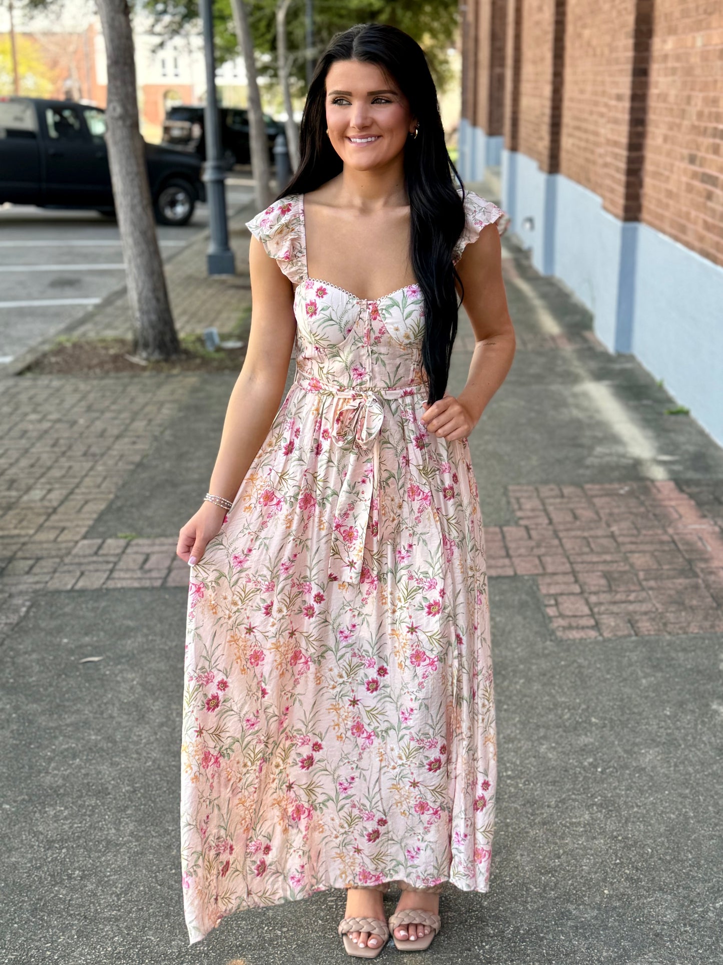 Peach Floral Dress