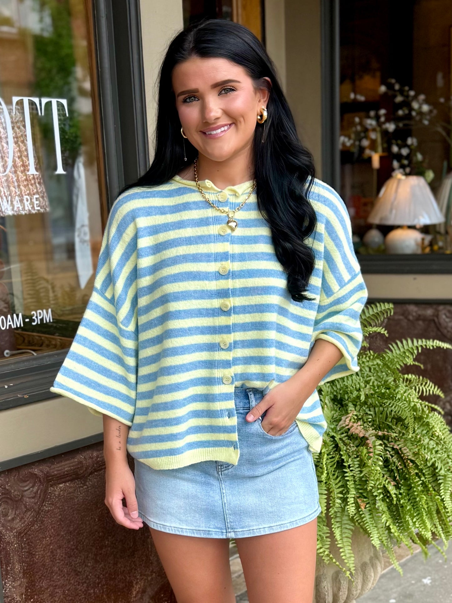 Sunday Stroll Cardigan- Yellow/Blue