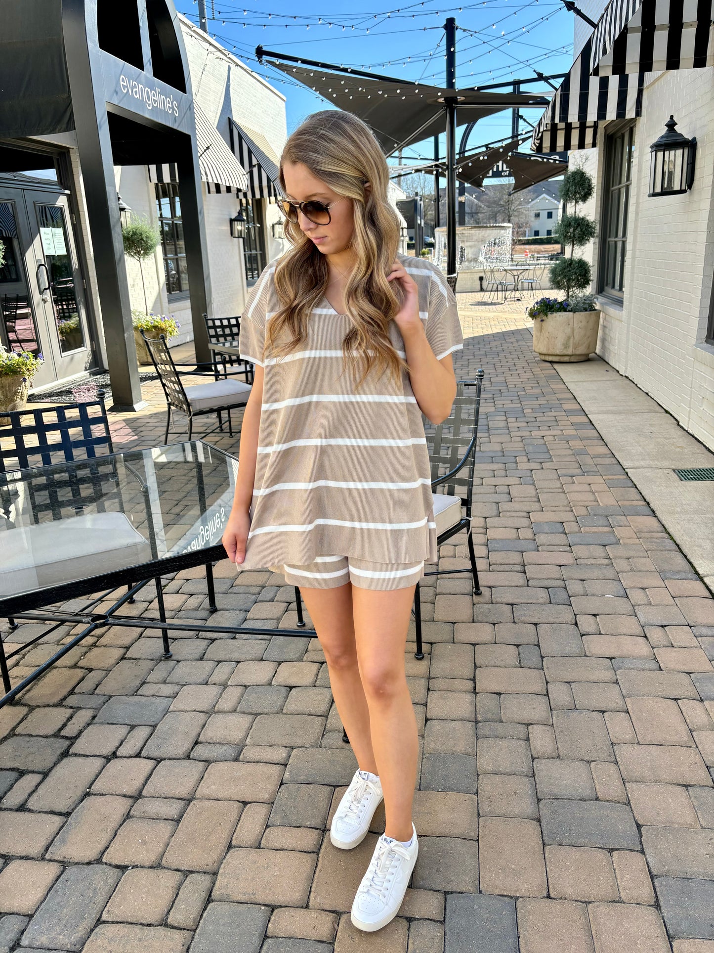 Mocha/White Stripe Set