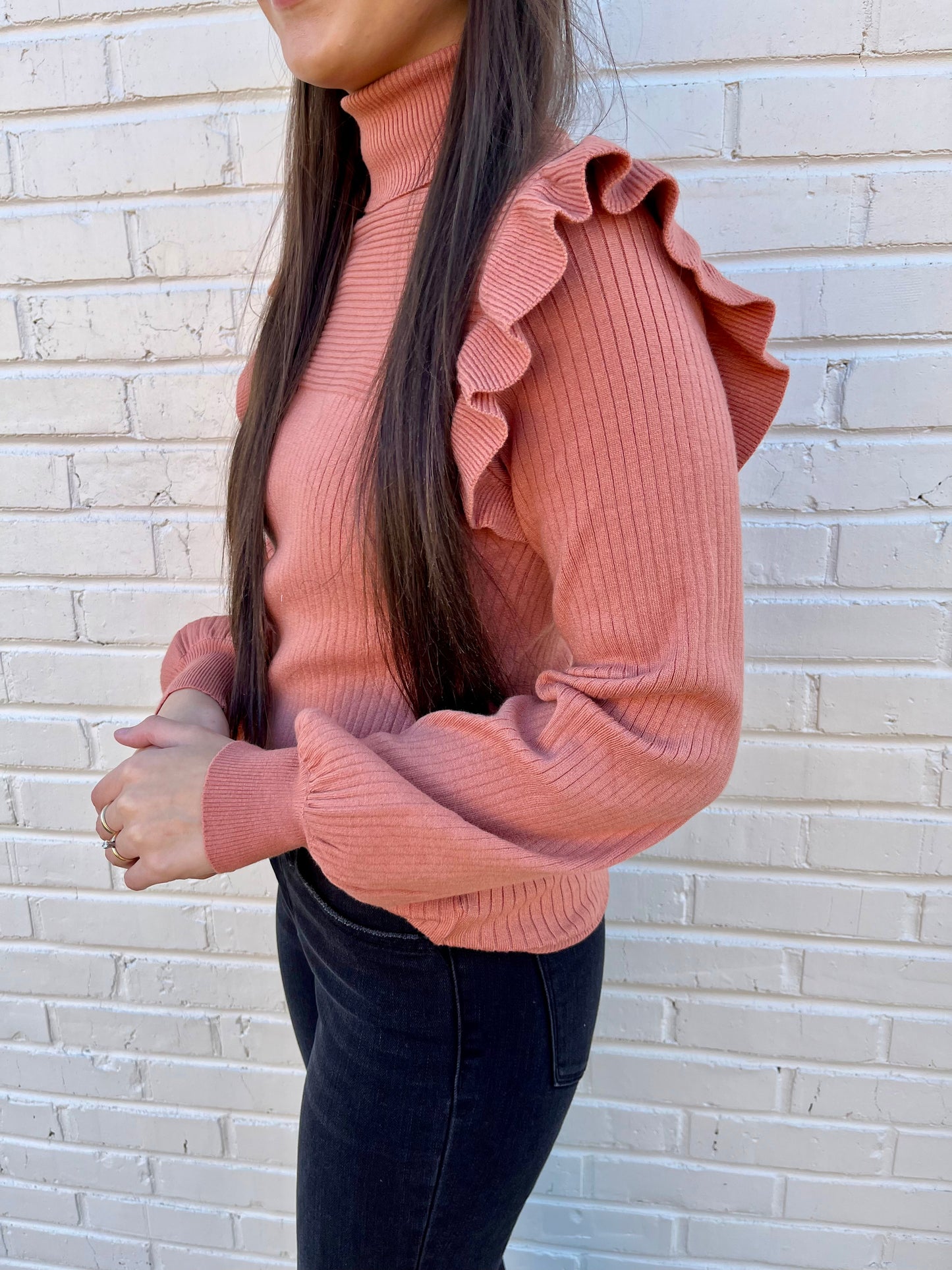 Avery Ribbed Top- Cinnamon