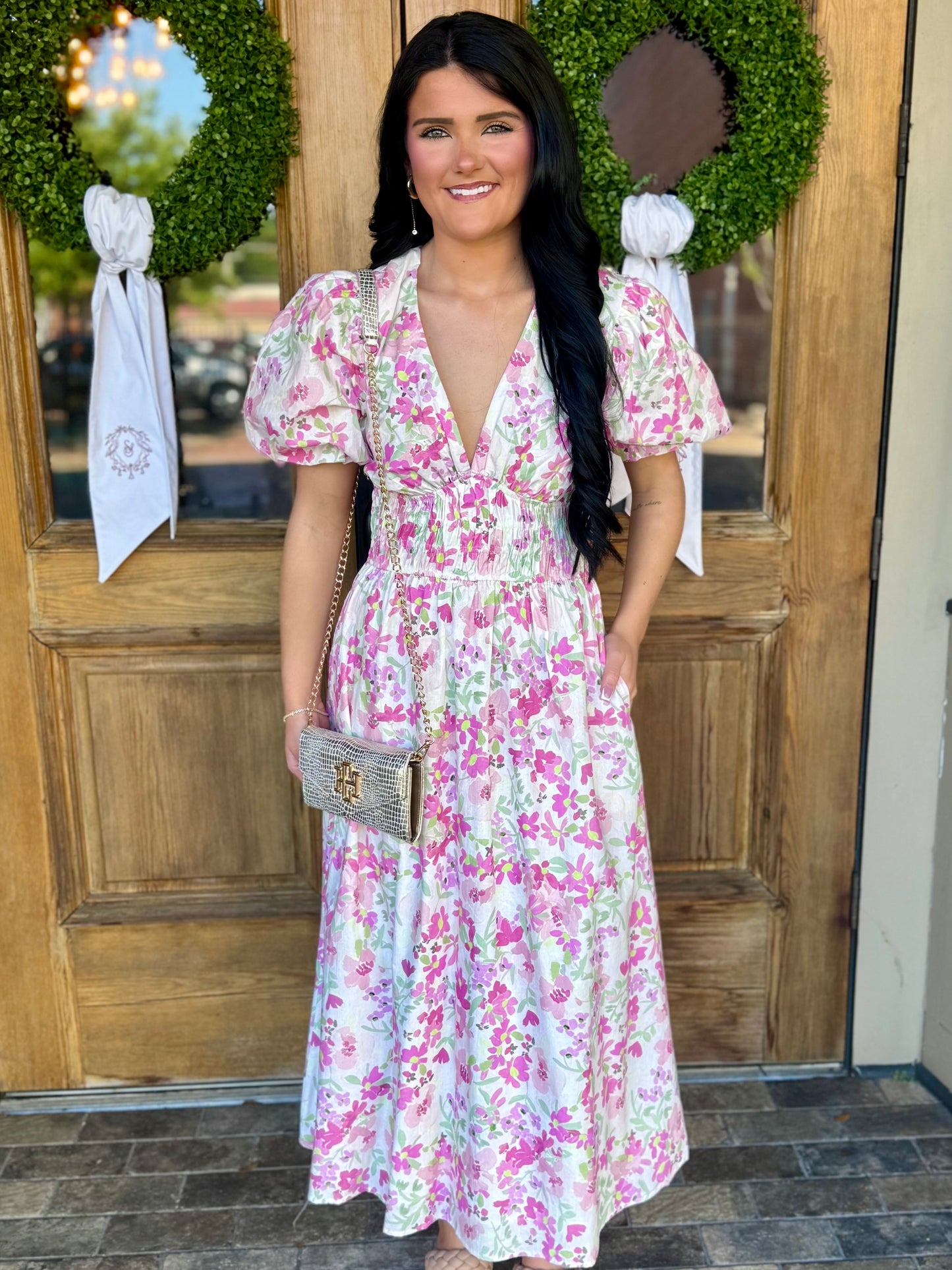 Floral Puff Sleeve Maxi Dress