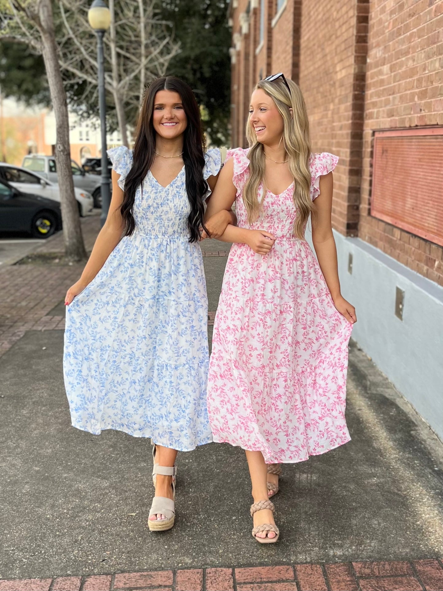 Caroline Flutter Dress- Pink