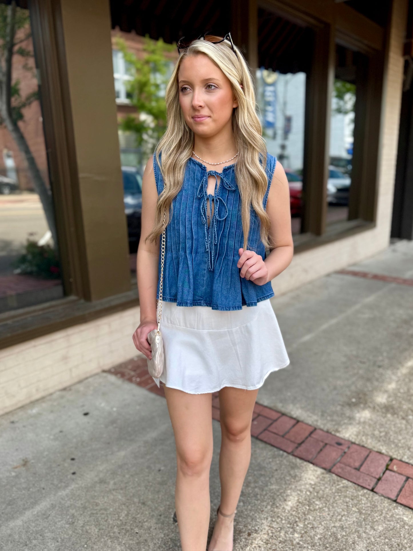 Denim Skort- White