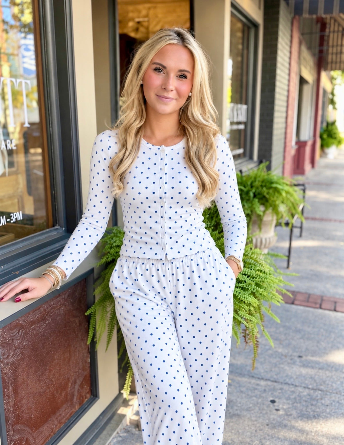 Polka Dot Lounge Set- Blue