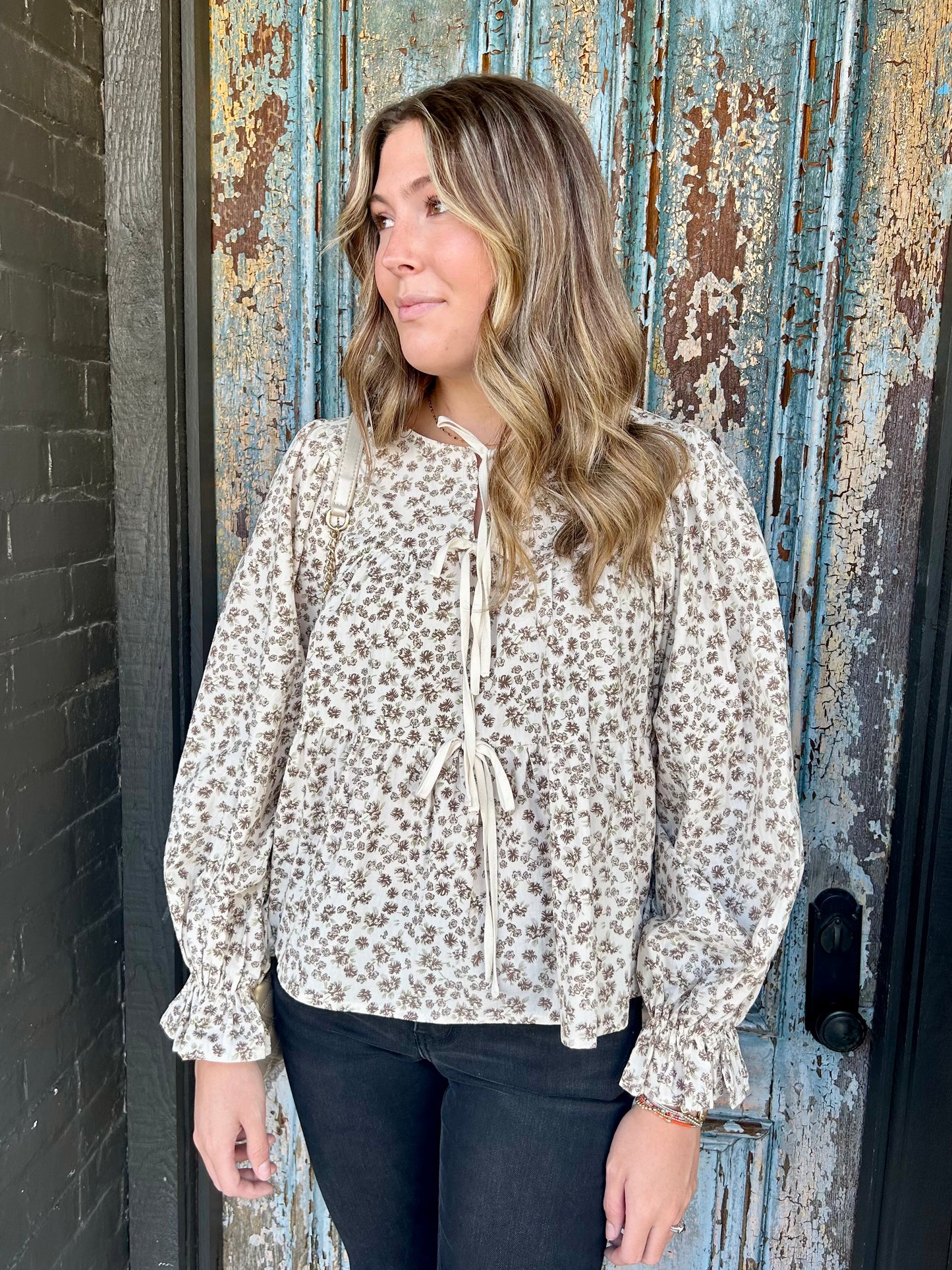 Vintage Floral Tie Top