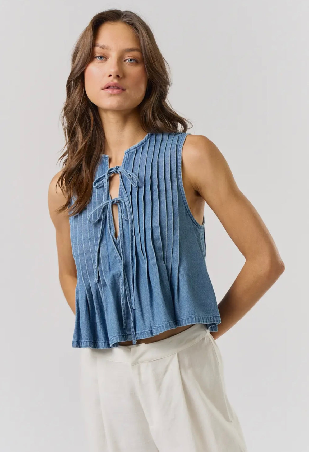 Denim Front Tie Top