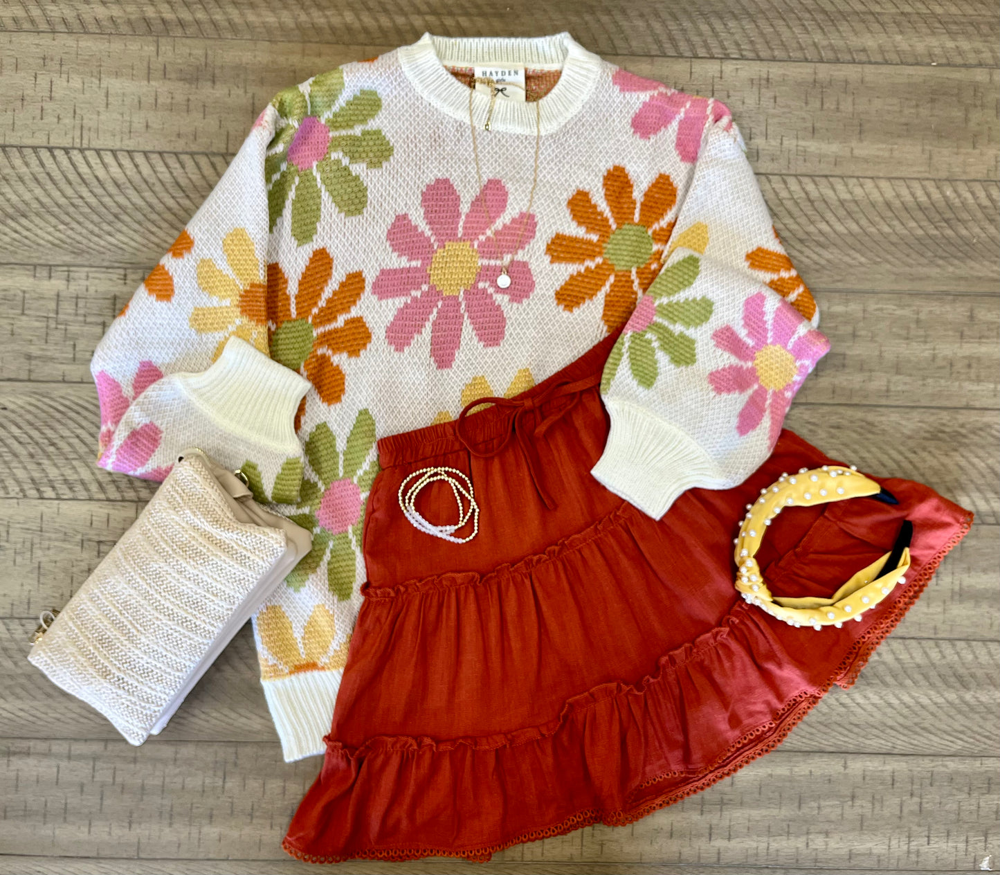 Girls Tiered Skirt- Rust