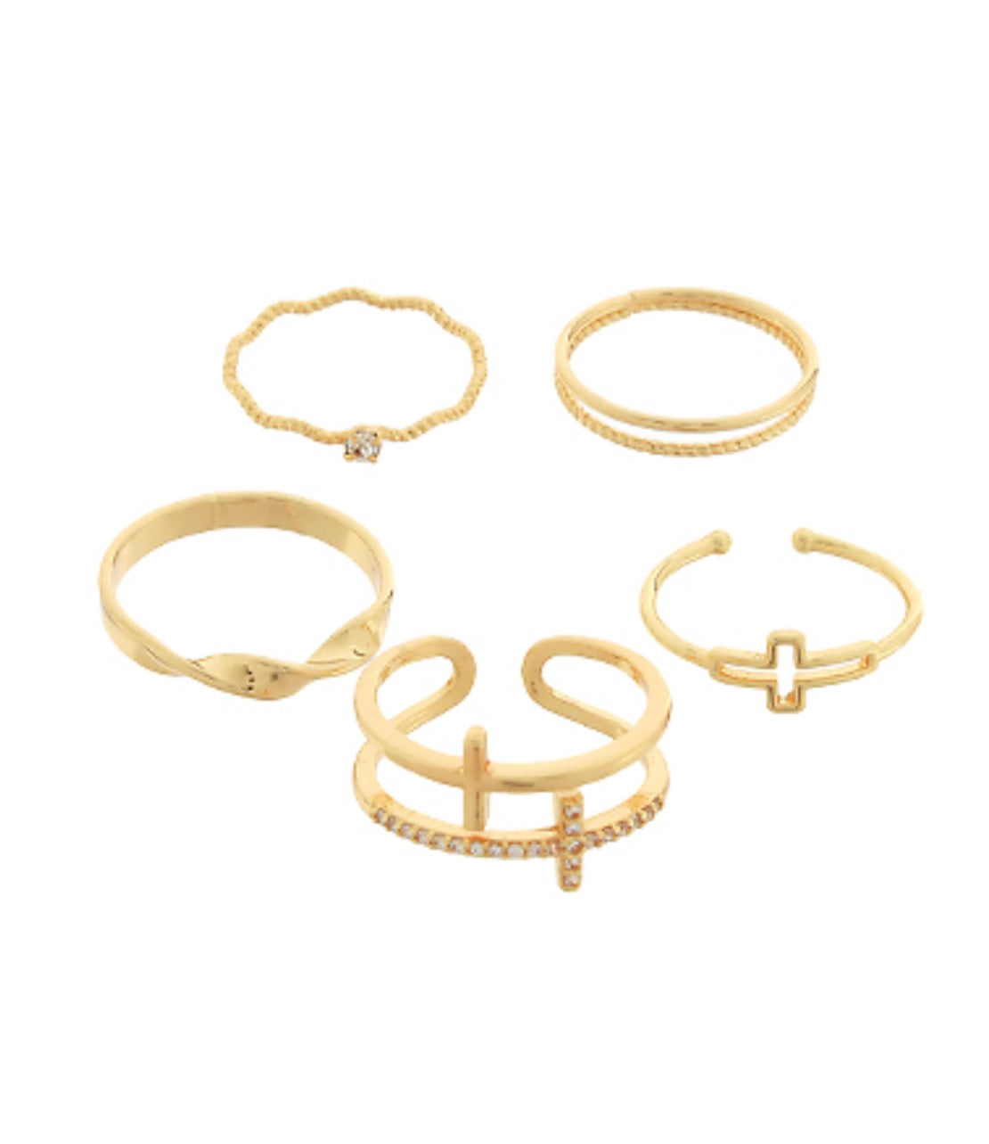 Pave Cross Ring Set- G