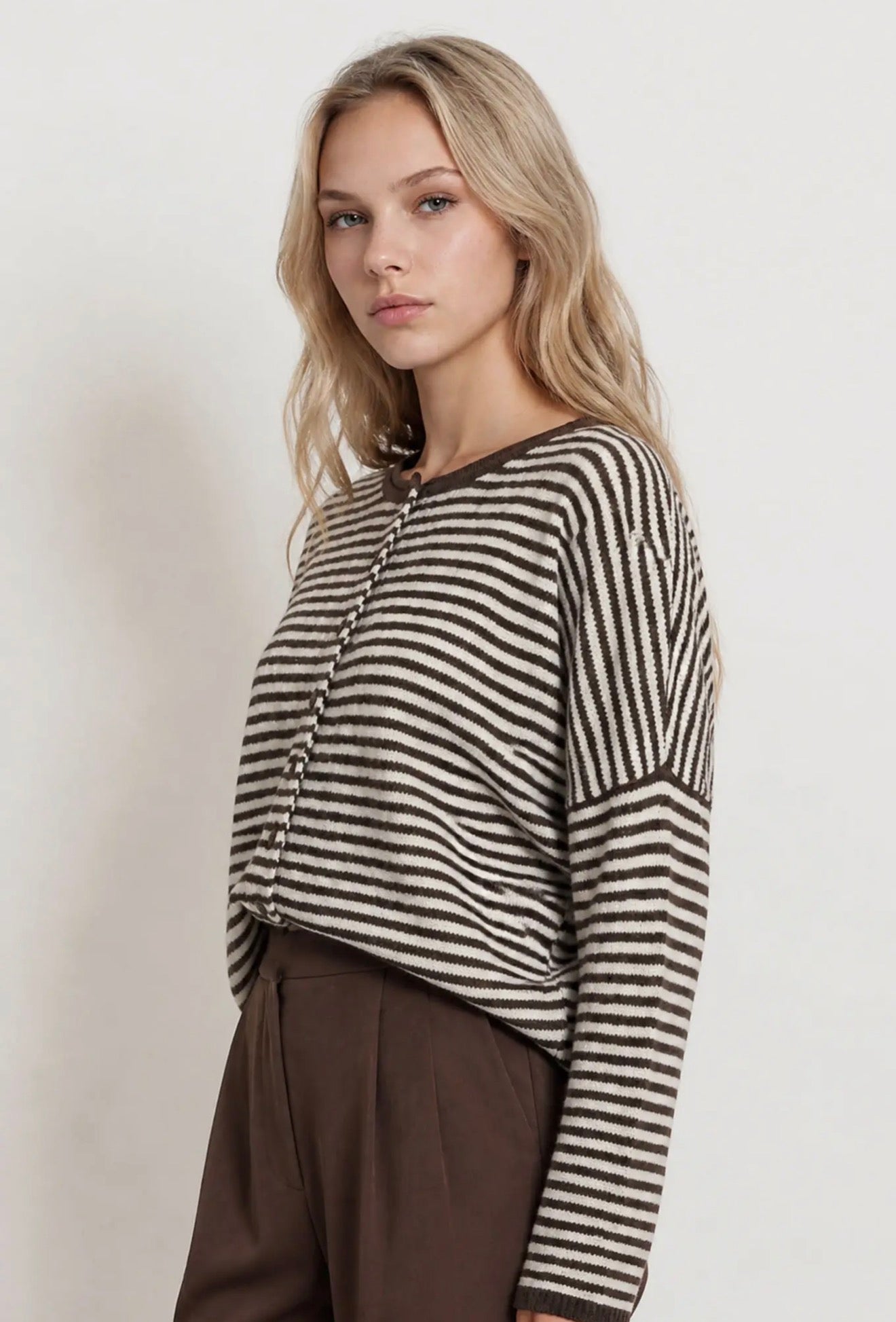 Cori Stripe Top- Chocolate