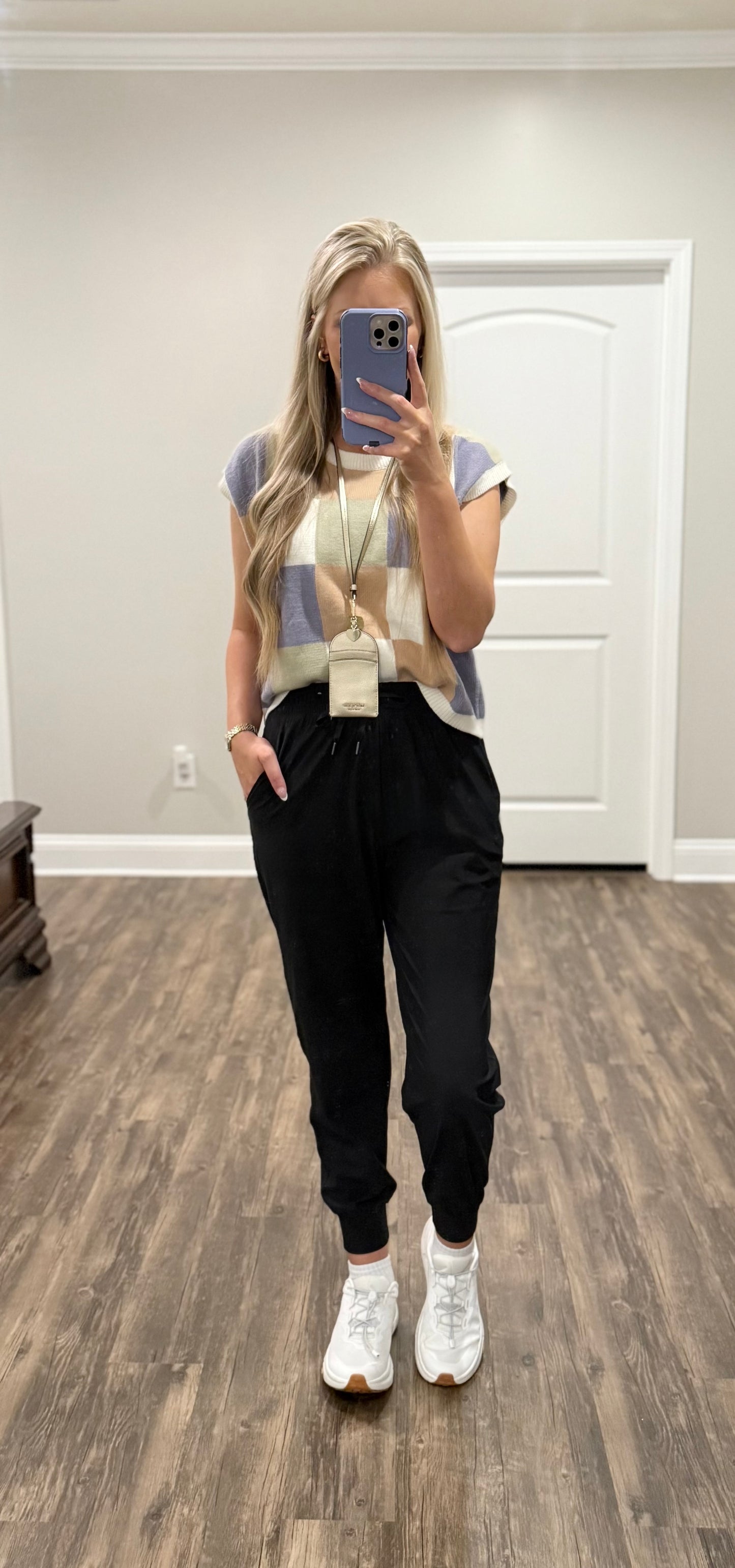 Sage + Squares Top