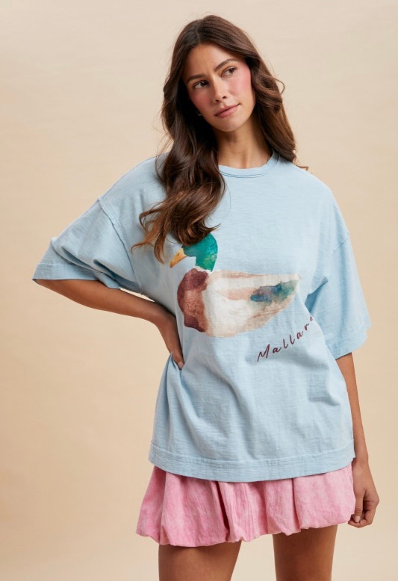 Mallard Oversized Tee- Baby Blue
