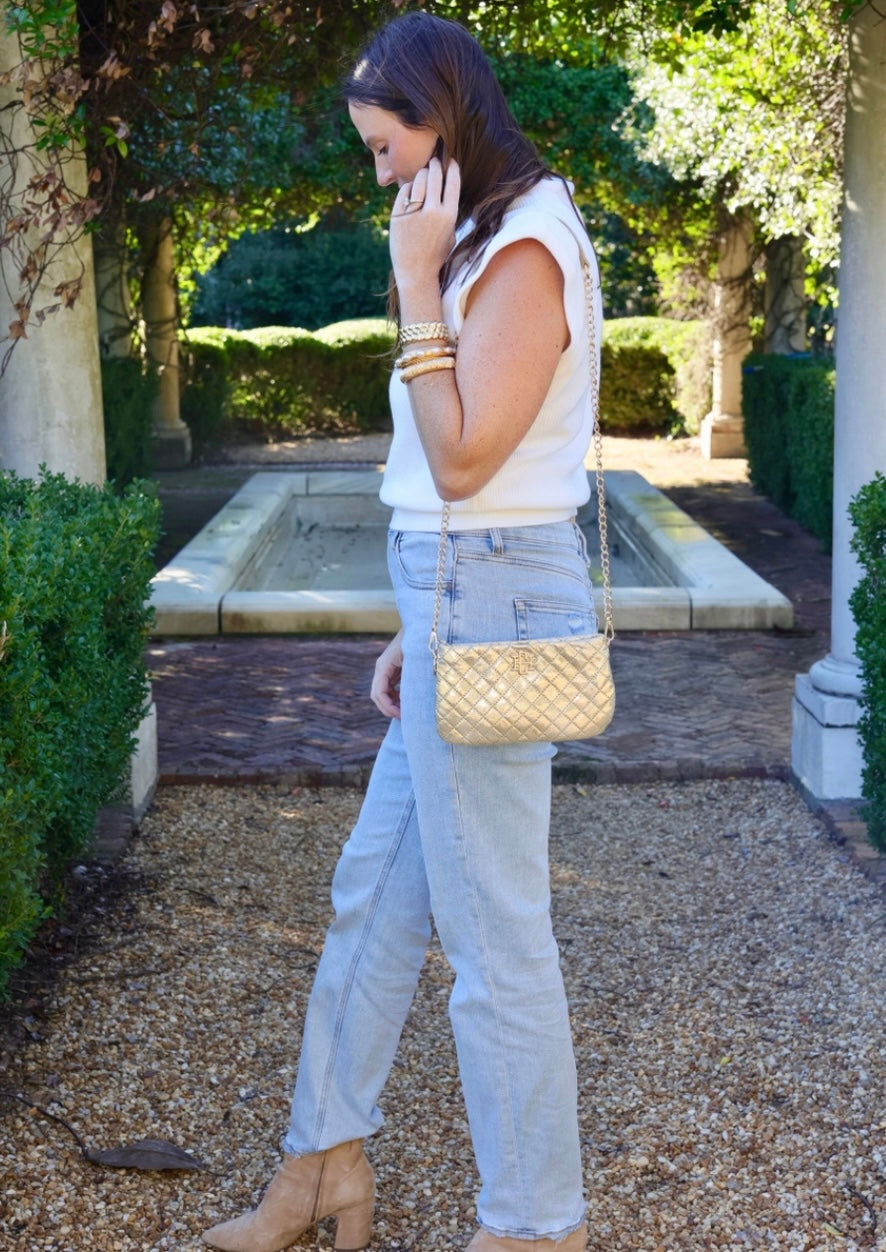 Livi Quilted Crossbody Champagne Pop