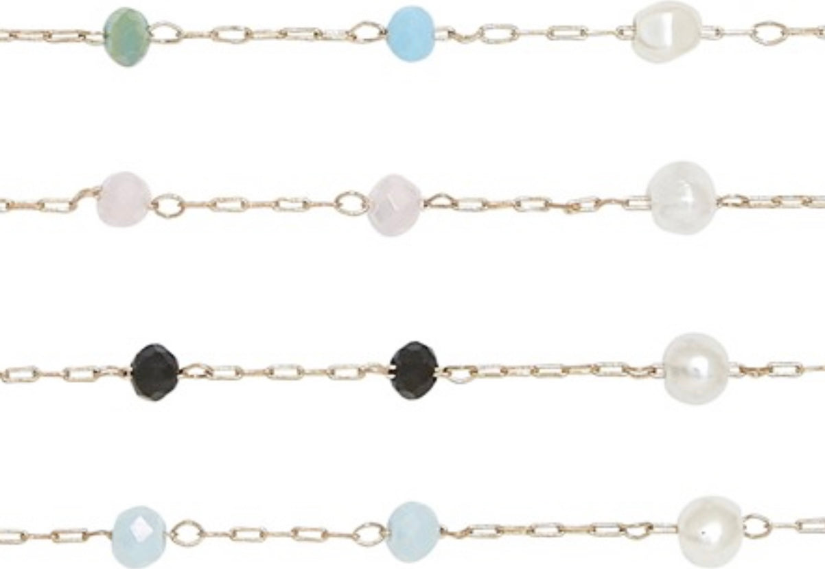 Color Bead + Pearl Necklace