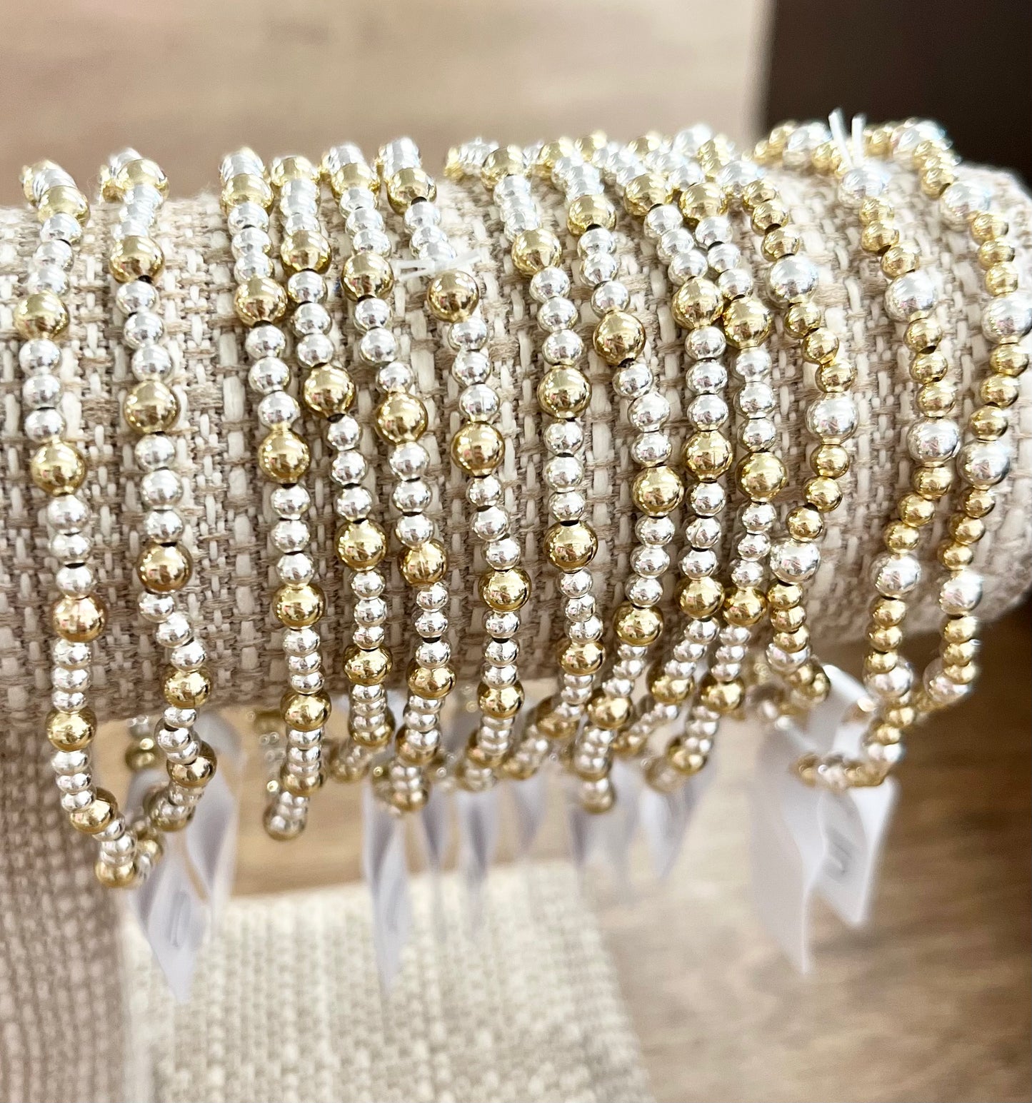 Inspired 2-Toned Gold + Silver Bead Bracelet