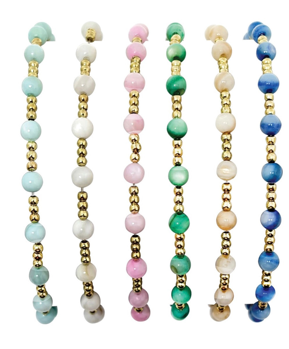 Gold Bead + Color Pearl Bracelet