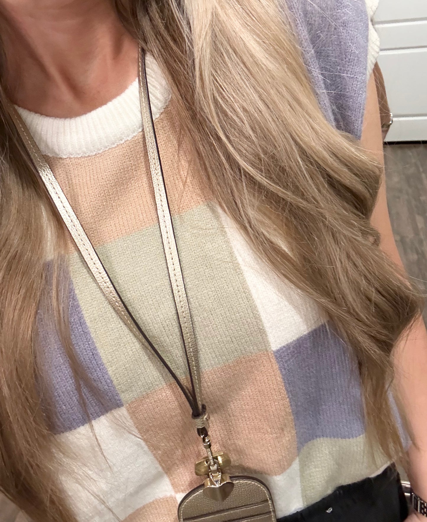Sage + Squares Top