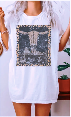 Retro Leopard Skull Tee- White