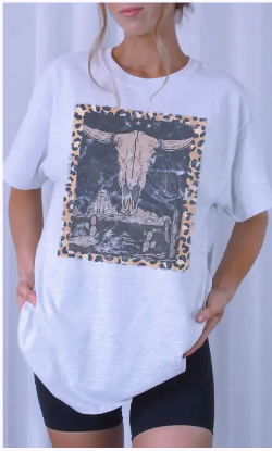 Retro Leopard Skull Tee- White