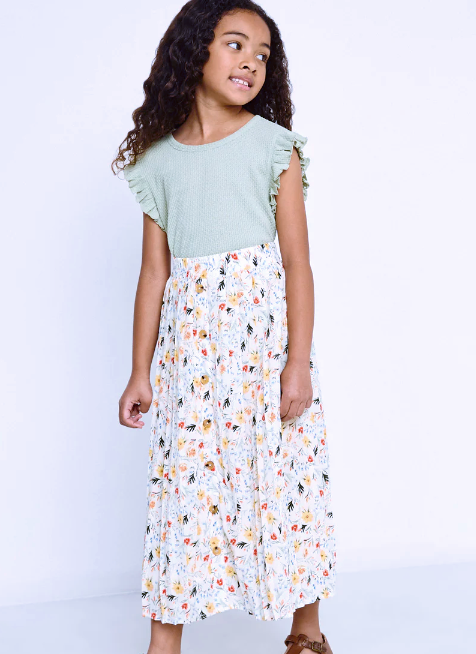 Girls Ruffle Flutter Sleeve- Sage