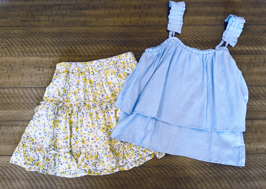 Girls Ditsy Floral Tiered Skirt