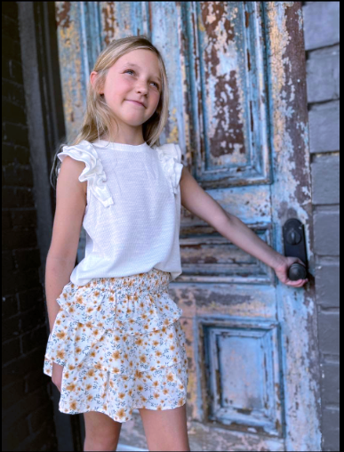 Smocked Waist Tiered Floral Skirt