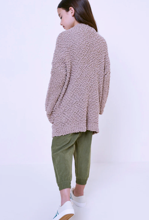Girls Textured Dolman Sleeve Cardigan - Mocha