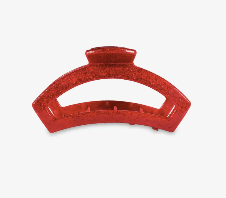 Teletie Open Clip- Medium Red Glitter