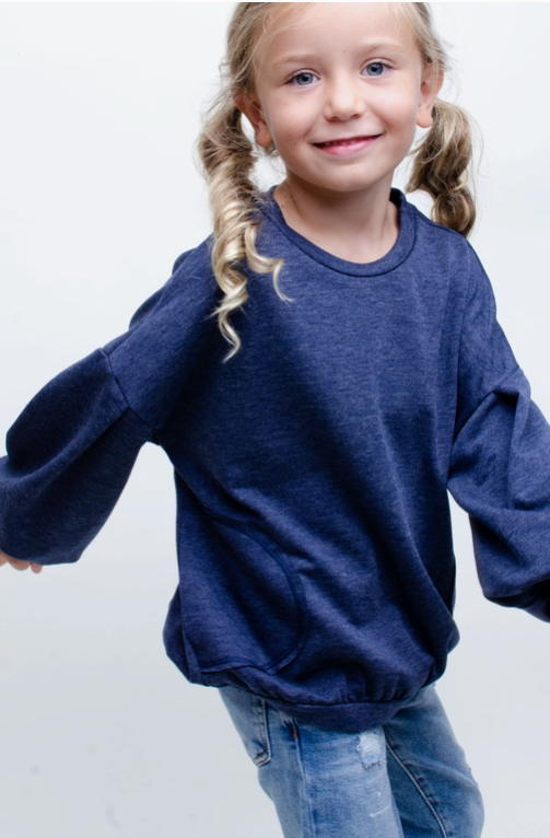 Girls Balloon Sleeve Pullover