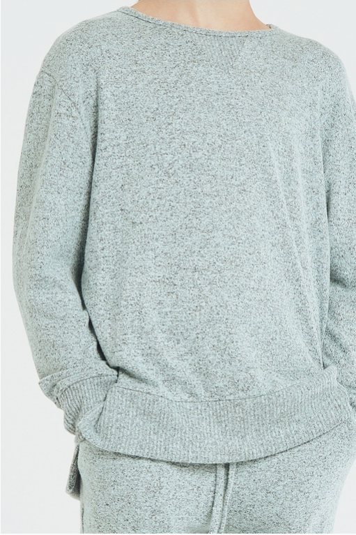 Girls Brush Knit Sweater- Mint Blue