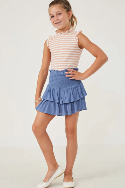 Girls Smocked Ruffle Skort- 4 COLORS