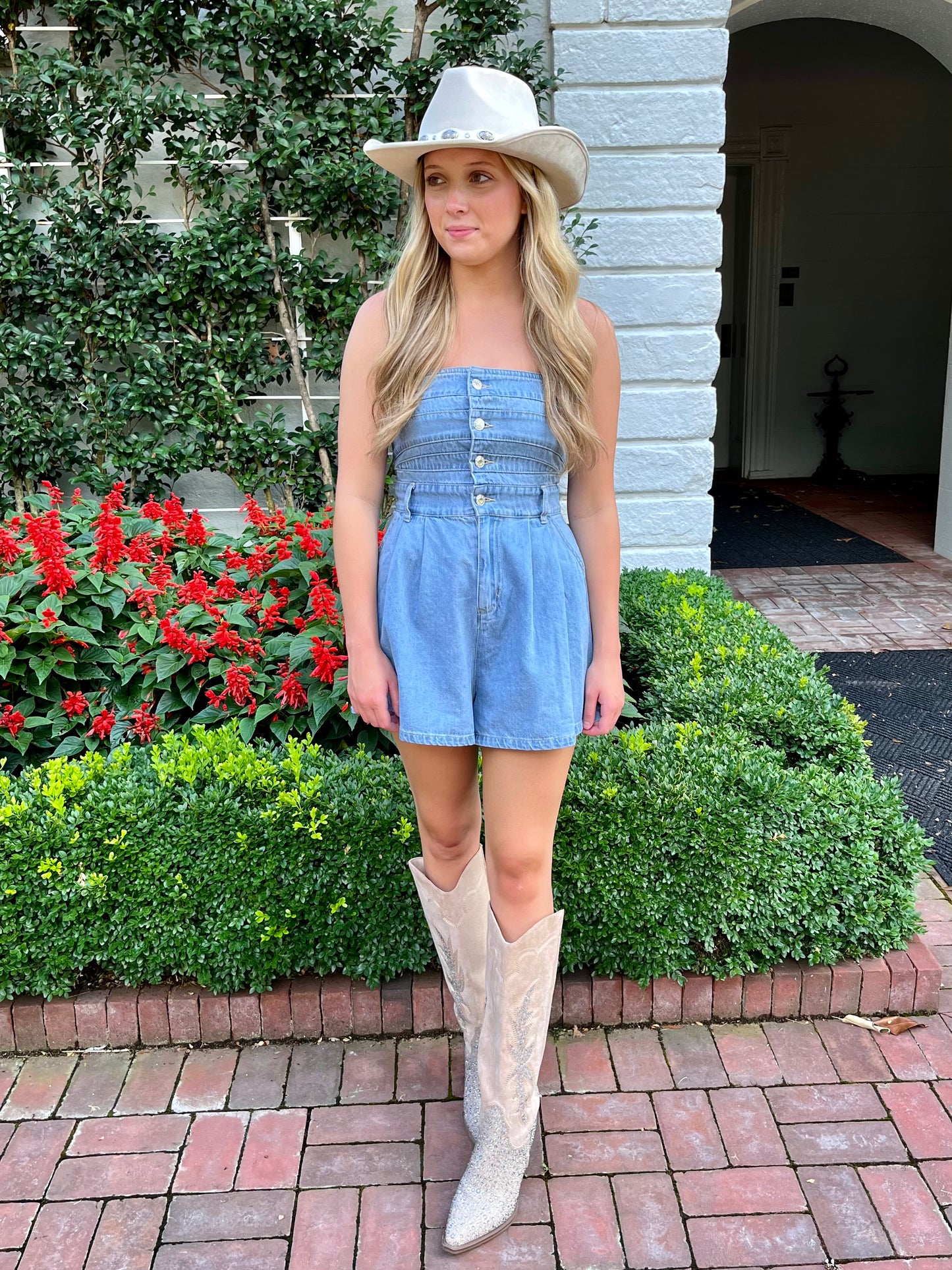 Daisy Denim Romper Large