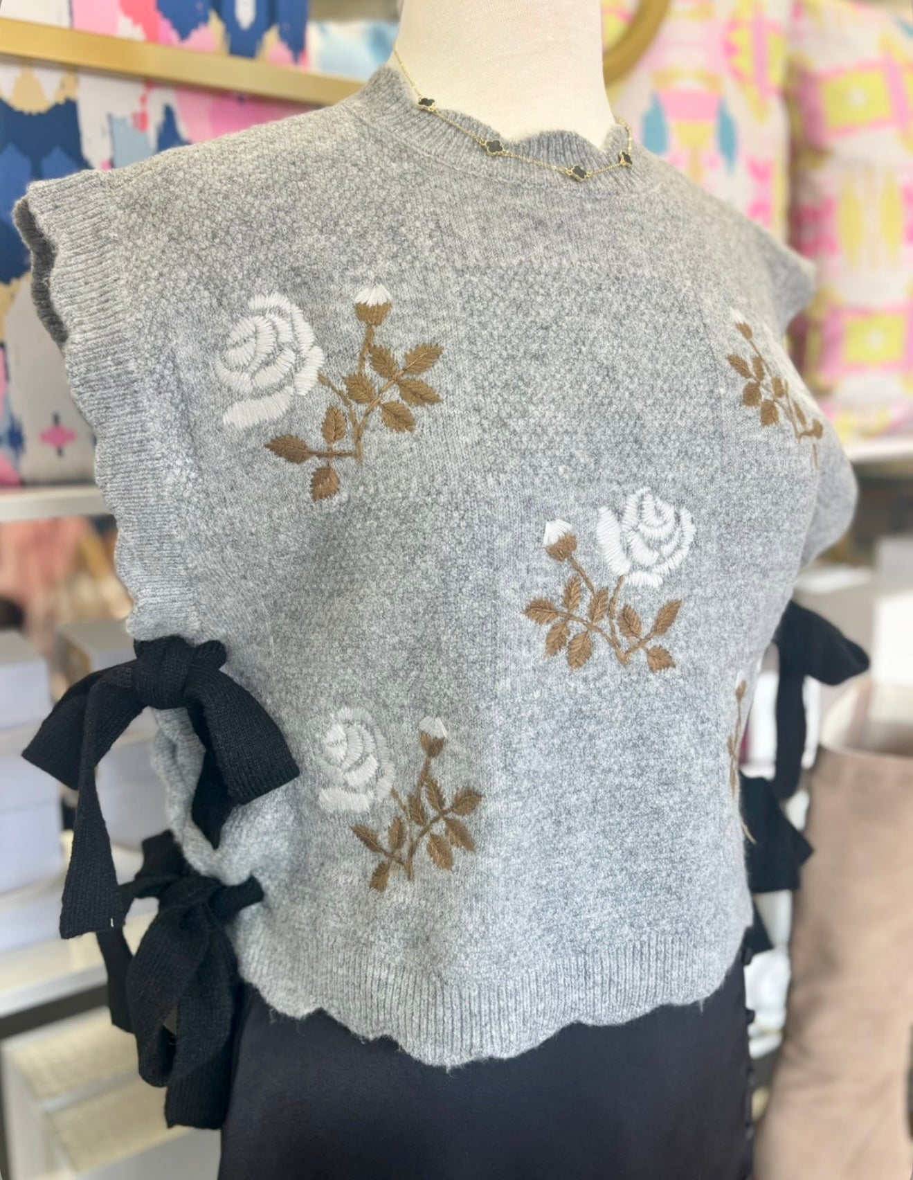 Bound in Bloom Top- Grey