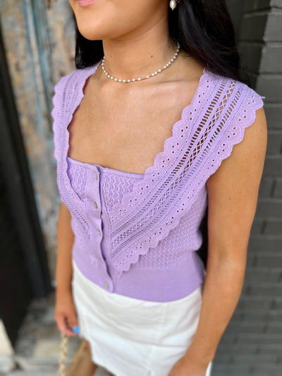 Lace Button up Tank