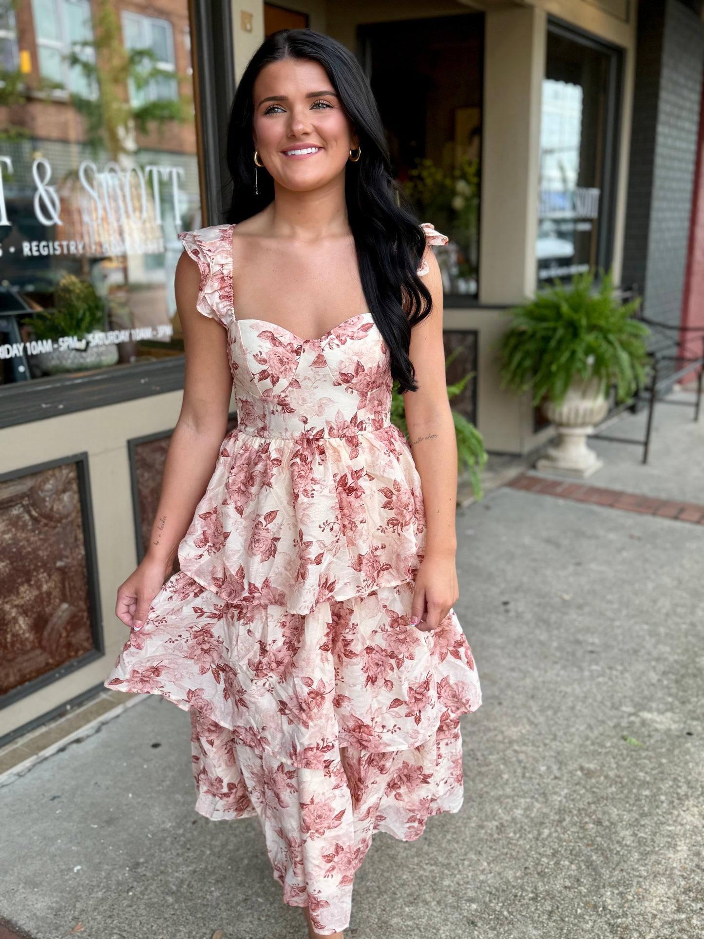 Maple Lane Midi Dress- Rose