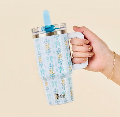 Oh So Fancy Tumbler with Flip Straw 20oz.- Blue
