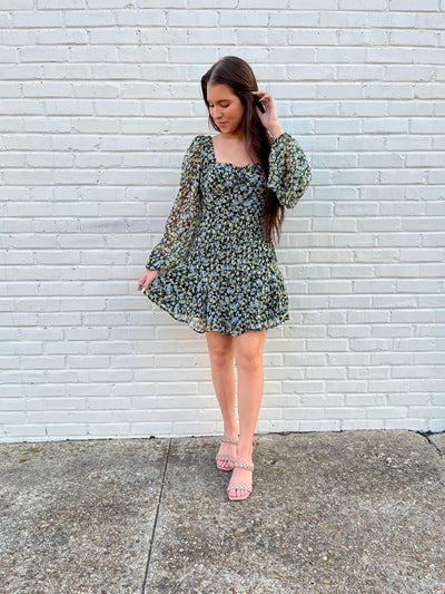 The Ava Dress- Green Floral