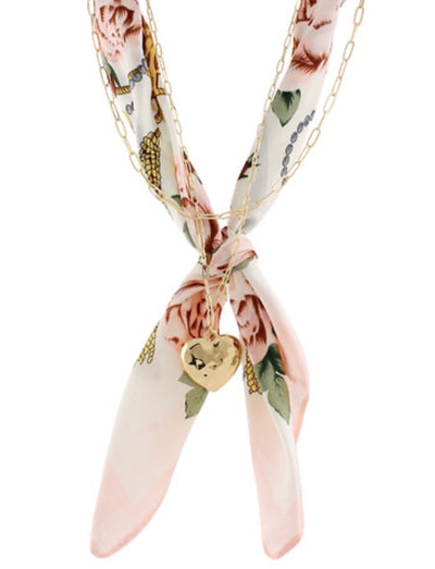Heart Pendant Scarf Necklace- 5 Colors