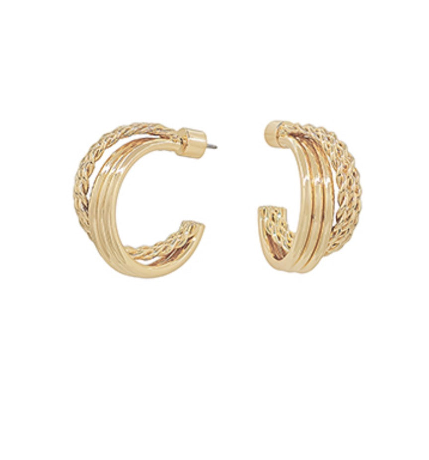 Contrast Gold Huggie Earrings - Large